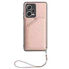 Custodia Lusso Pelle Cover YB1 per Xiaomi Redmi Note 12 Pro 5G Oro Rosa