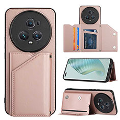 Custodia Lusso Pelle Cover YB2 per Huawei Honor Magic5 Pro 5G Oro Rosa