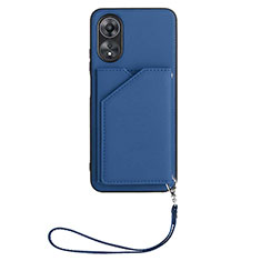 Custodia Lusso Pelle Cover YB2 per Oppo A17 Blu