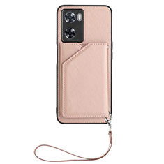 Custodia Lusso Pelle Cover YB2 per Oppo A57 4G Oro Rosa