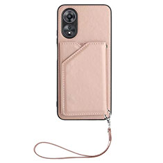 Custodia Lusso Pelle Cover YB2 per Oppo A78 5G Oro Rosa