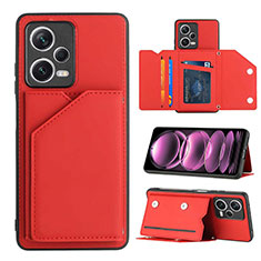 Custodia Lusso Pelle Cover YB2 per Xiaomi Redmi Note 12 Pro 5G Rosso
