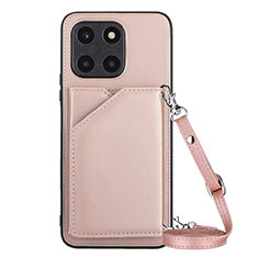 Custodia Lusso Pelle Cover YB3 per Huawei Honor X6a Oro Rosa