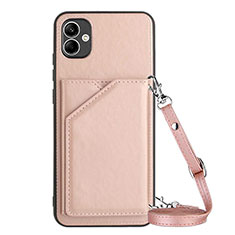 Custodia Lusso Pelle Cover YB3 per Samsung Galaxy A04E Oro Rosa