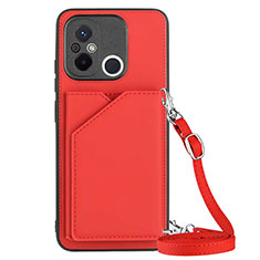 Custodia Lusso Pelle Cover YB3 per Xiaomi Poco C55 Rosso