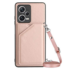 Custodia Lusso Pelle Cover YB3 per Xiaomi Redmi Note 12 5G Oro Rosa