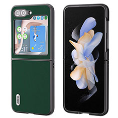 Custodia Lusso Pelle e Plastica Opaca Cover AD2 per Samsung Galaxy Z Flip5 5G Verde