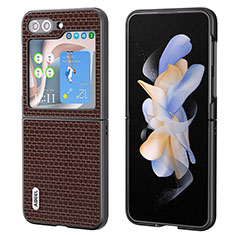 Custodia Lusso Pelle e Plastica Opaca Cover AD3 per Samsung Galaxy Z Flip5 5G Blu