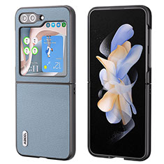 Custodia Lusso Pelle e Plastica Opaca Cover AD4 per Samsung Galaxy Z Flip5 5G Cielo Blu