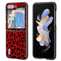 Custodia Lusso Pelle e Plastica Opaca Cover AD5 per Samsung Galaxy Z Flip5 5G Rosso