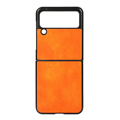 Custodia Lusso Pelle e Plastica Opaca Cover B01 per Samsung Galaxy Z Flip3 5G Arancione