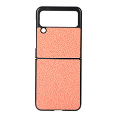Custodia Lusso Pelle e Plastica Opaca Cover B03 per Samsung Galaxy Z Flip3 5G Arancione