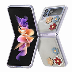 Custodia Lusso Pelle e Plastica Opaca Cover B03 per Samsung Galaxy Z Flip4 5G Grigio