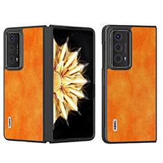 Custodia Lusso Pelle e Plastica Opaca Cover B03H per Huawei Honor Magic V2 Ultimate 5G Arancione