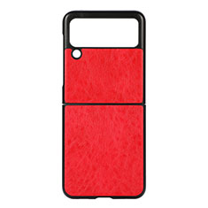 Custodia Lusso Pelle e Plastica Opaca Cover B04 per Samsung Galaxy Z Flip3 5G Rosso