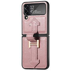 Custodia Lusso Pelle e Plastica Opaca Cover B04 per Samsung Galaxy Z Flip4 5G Oro Rosa
