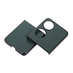Custodia Lusso Pelle e Plastica Opaca Cover B04H per Huawei Pocket S Verde