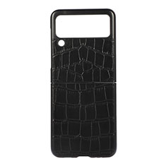 Custodia Lusso Pelle e Plastica Opaca Cover B05 per Samsung Galaxy Z Flip3 5G Nero