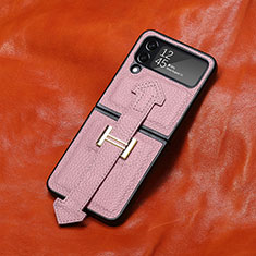 Custodia Lusso Pelle e Plastica Opaca Cover B05 per Samsung Galaxy Z Flip4 5G Oro Rosa