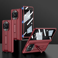 Custodia Lusso Pelle e Plastica Opaca Cover B11H per Huawei Mate X5 Rosso