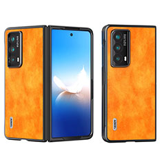 Custodia Lusso Pelle e Plastica Opaca Cover B12H per Huawei Honor Magic Vs2 5G Arancione