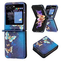 Custodia Lusso Pelle e Plastica Opaca Cover BF1 per Samsung Galaxy Z Flip5 5G Blu