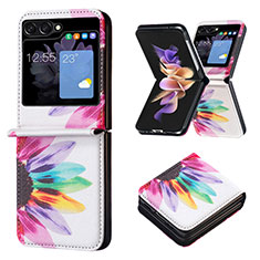 Custodia Lusso Pelle e Plastica Opaca Cover BF1 per Samsung Galaxy Z Flip5 5G Multicolore