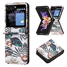 Custodia Lusso Pelle e Plastica Opaca Cover BF1 per Samsung Galaxy Z Flip5 5G Verde Pastello