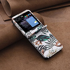 Custodia Lusso Pelle e Plastica Opaca Cover BF2 per Samsung Galaxy Z Flip5 5G Verde Pastello