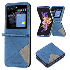 Custodia Lusso Pelle e Plastica Opaca Cover BF3 per Samsung Galaxy Z Flip5 5G Blu