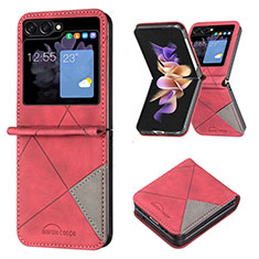 Custodia Lusso Pelle e Plastica Opaca Cover BF3 per Samsung Galaxy Z Flip5 5G Rosso