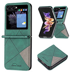 Custodia Lusso Pelle e Plastica Opaca Cover BF3 per Samsung Galaxy Z Flip5 5G Verde