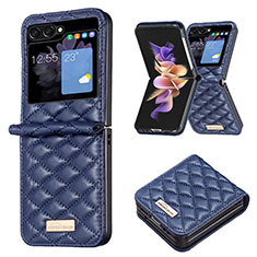 Custodia Lusso Pelle e Plastica Opaca Cover BF5 per Samsung Galaxy Z Flip5 5G Blu