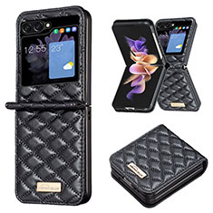 Custodia Lusso Pelle e Plastica Opaca Cover BF5 per Samsung Galaxy Z Flip5 5G Nero