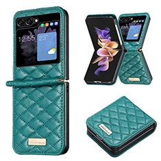 Custodia Lusso Pelle e Plastica Opaca Cover BF5 per Samsung Galaxy Z Flip5 5G Verde