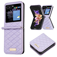 Custodia Lusso Pelle e Plastica Opaca Cover BF5 per Samsung Galaxy Z Flip5 5G Viola