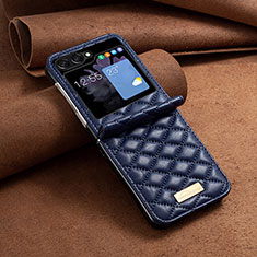 Custodia Lusso Pelle e Plastica Opaca Cover BF6 per Samsung Galaxy Z Flip5 5G Blu