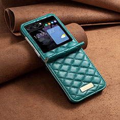 Custodia Lusso Pelle e Plastica Opaca Cover BF6 per Samsung Galaxy Z Flip5 5G Verde