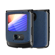 Custodia Lusso Pelle e Plastica Opaca Cover BH1 per Motorola Moto RAZR (2022) 5G Blu