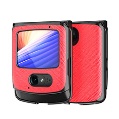 Custodia Lusso Pelle e Plastica Opaca Cover BH1 per Motorola Moto RAZR (2022) 5G Rosso
