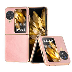 Custodia Lusso Pelle e Plastica Opaca Cover BH13 per Oppo Find N3 Flip 5G Oro Rosa