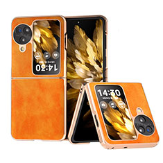 Custodia Lusso Pelle e Plastica Opaca Cover BH29 per Oppo Find N3 Flip 5G Arancione
