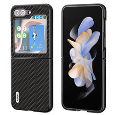 Custodia Lusso Pelle e Plastica Opaca Cover BH3 per Samsung Galaxy Z Flip5 5G Nero