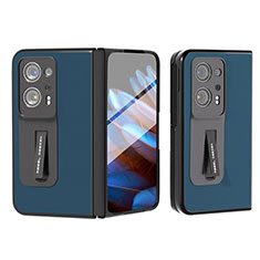 Custodia Lusso Pelle e Plastica Opaca Cover BH5 per Oppo Find N2 5G Blu