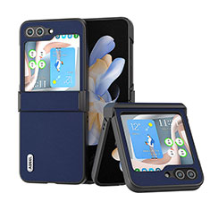 Custodia Lusso Pelle e Plastica Opaca Cover BH5 per Samsung Galaxy Z Flip5 5G Blu