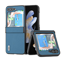 Custodia Lusso Pelle e Plastica Opaca Cover BH5 per Samsung Galaxy Z Flip5 5G Cielo Blu