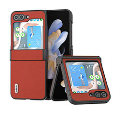 Custodia Lusso Pelle e Plastica Opaca Cover BH5 per Samsung Galaxy Z Flip5 5G Rosso