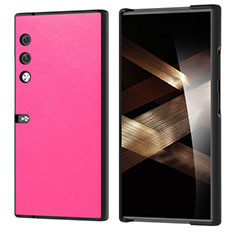 Custodia Lusso Pelle e Plastica Opaca Cover BH6 per Huawei Honor V Purse 5G Rosa Caldo