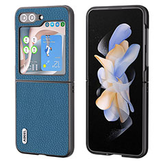 Custodia Lusso Pelle e Plastica Opaca Cover BH7 per Samsung Galaxy Z Flip5 5G Blu