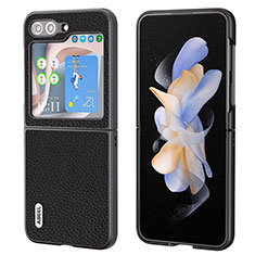 Custodia Lusso Pelle e Plastica Opaca Cover BH7 per Samsung Galaxy Z Flip5 5G Nero